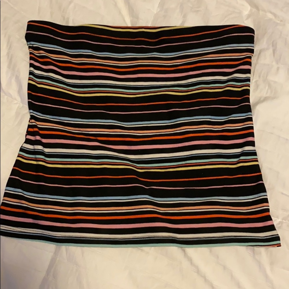 Striped strapless multi color women’s top